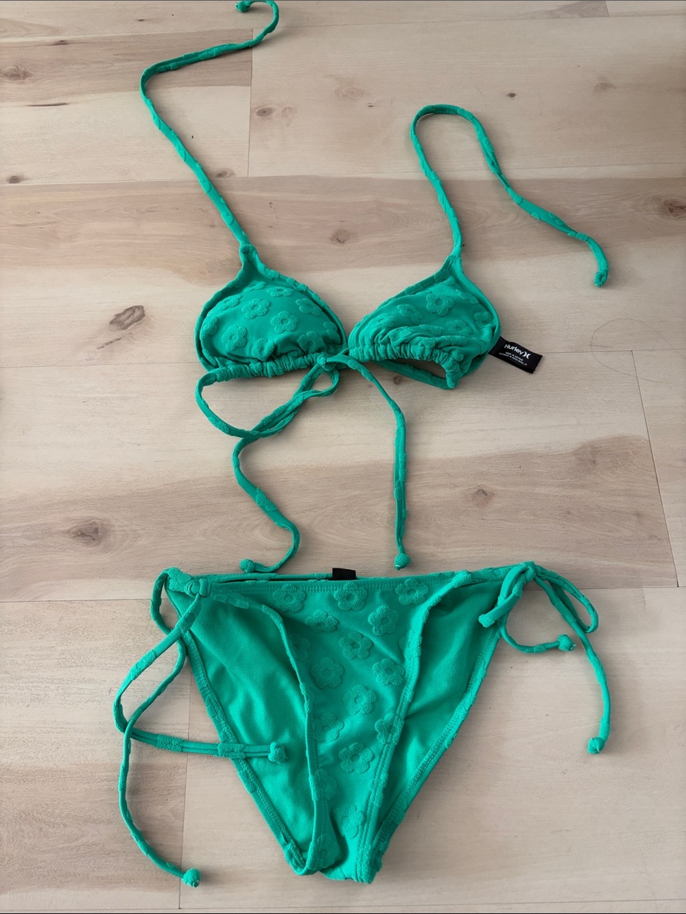 hurley 2 pc bathing suit green wms sz small new never used